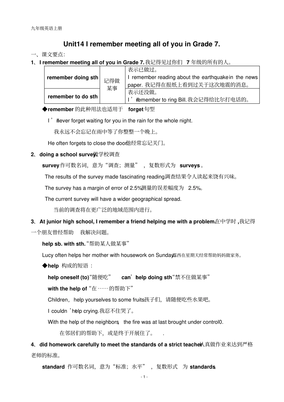 九年级英语上册unit14知识要点教材_第1页