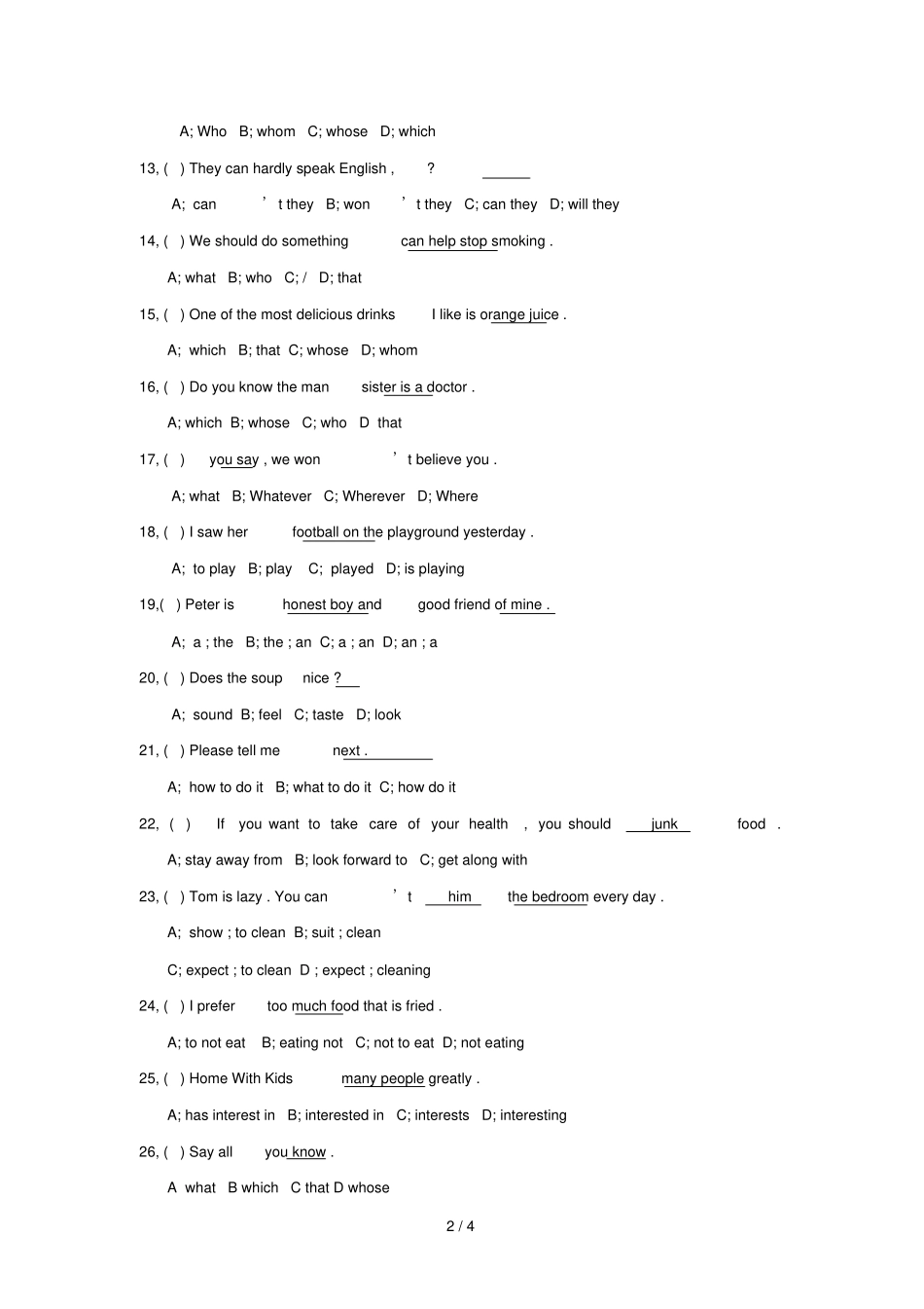 九年级英语全册Unit6IlikemusicthatIcandanceto测试题B卷无答案人教新目标版_第2页