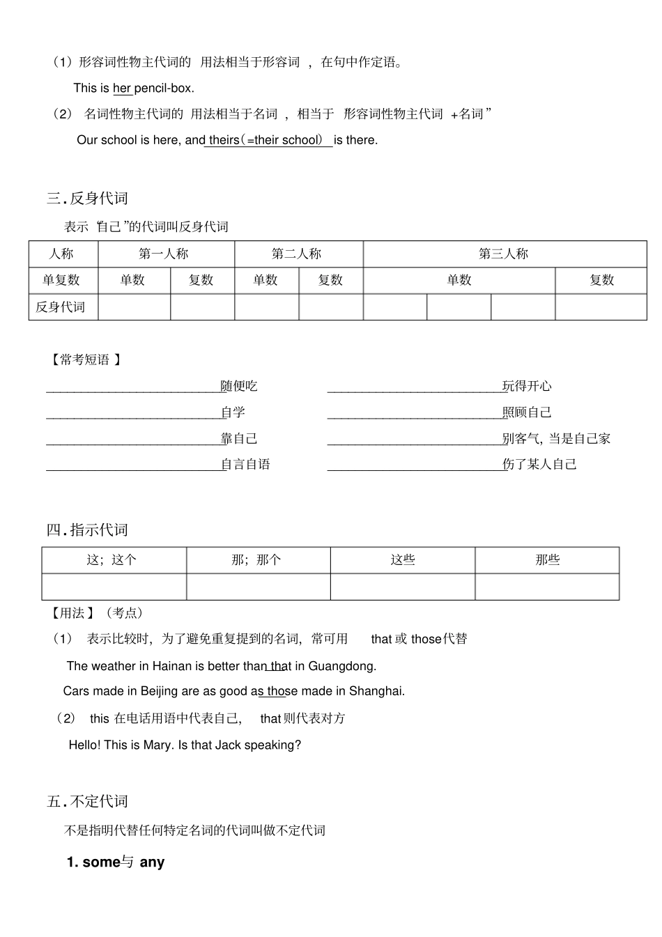 九年级英语第一轮复习代词讲解和练习无答案_第2页
