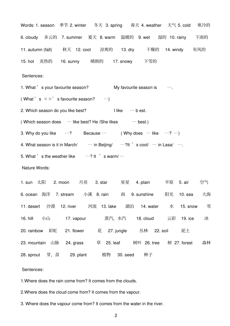 习思英语二级单词及句型教材_第2页