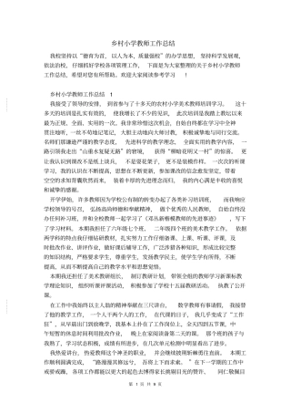 乡村小学教师工作总结