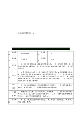 乡镇卫生院岗位职责说明书