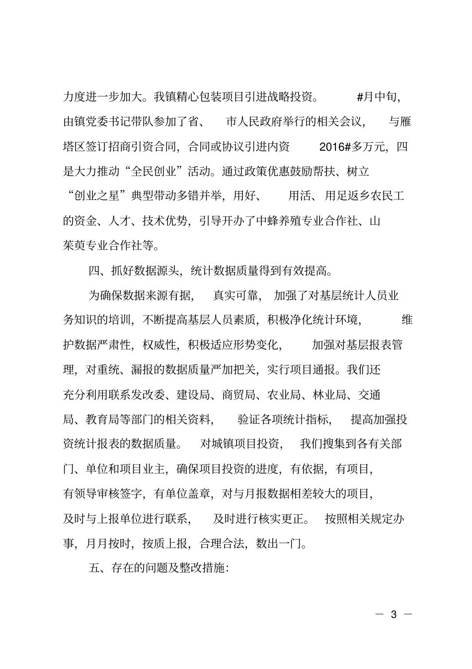 乡镇固定资产投资情况自查报告_第3页