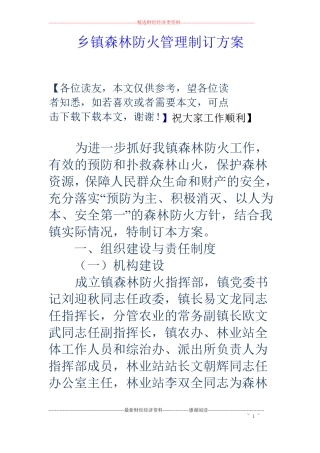 乡镇森林防火管理制订方案