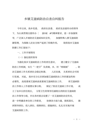 乡镇艾滋病防治自查自纠报告