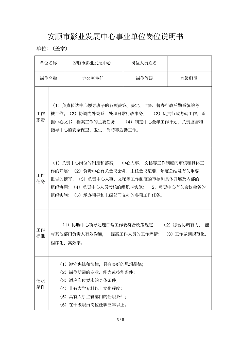 事业单位岗位详细说明书_第3页