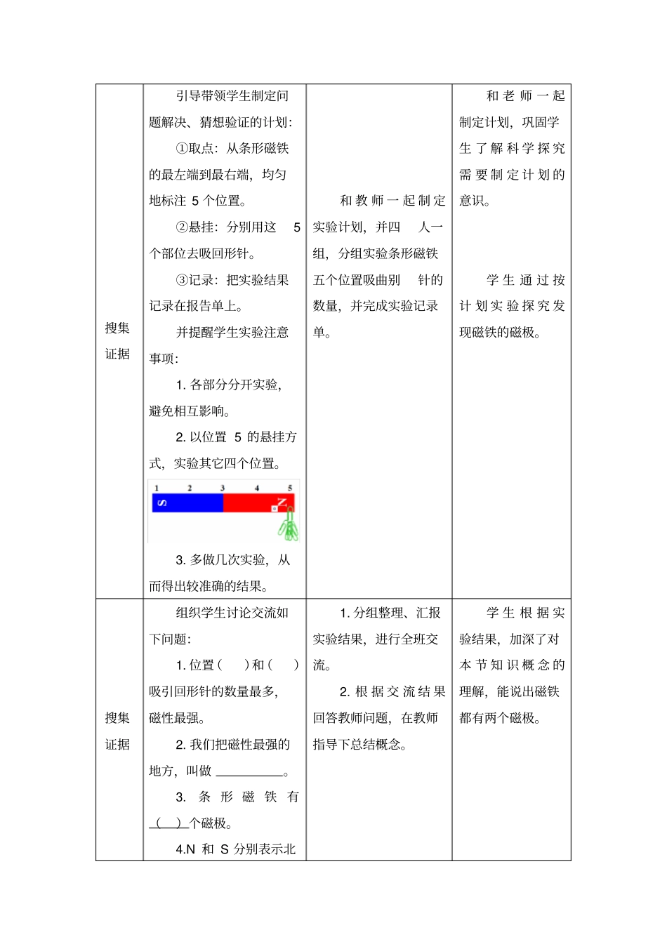 二年级上册科学教学设计-1磁铁有两极大象版_第3页