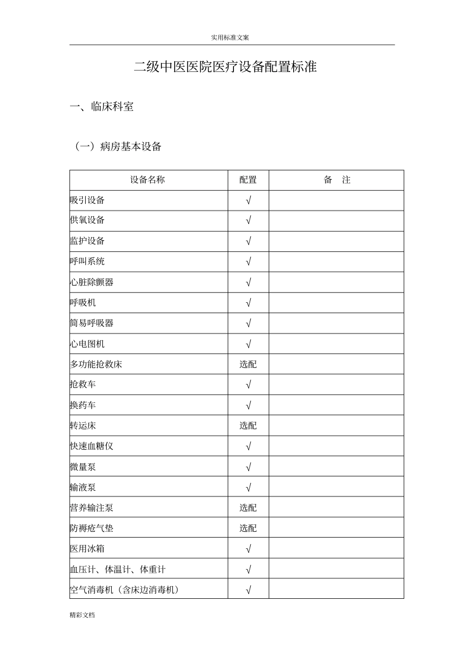 二级中医医院的医疗的设备配置实用实用实用标准_第2页