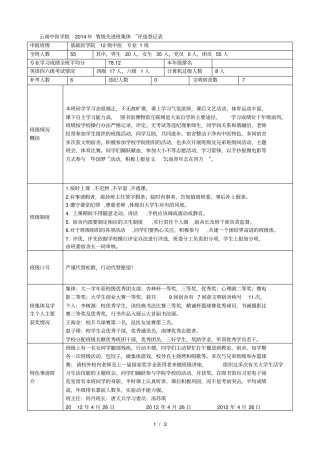 云南中医学院年级先进班集体评选登记表
