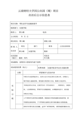 云南财经大学因公出国项目