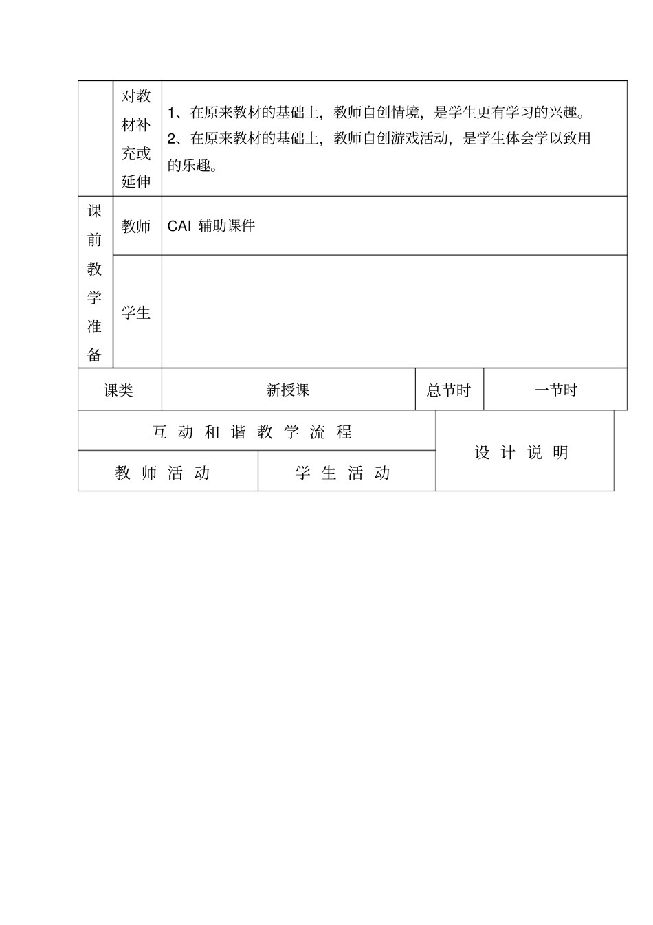 互动和谐课堂教学设计模版_第2页