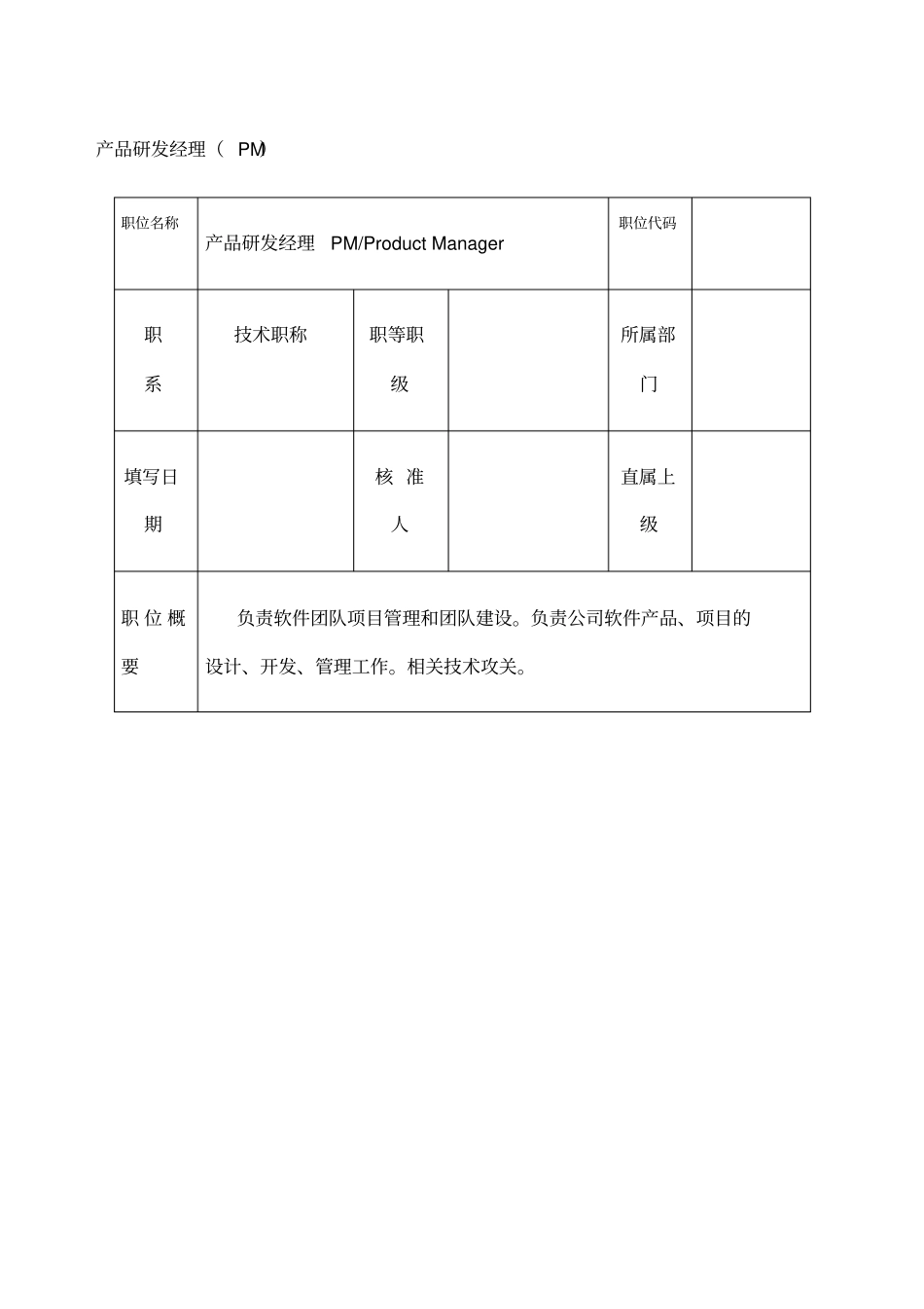 互联网行业产品经理岗位职责说明书_第1页