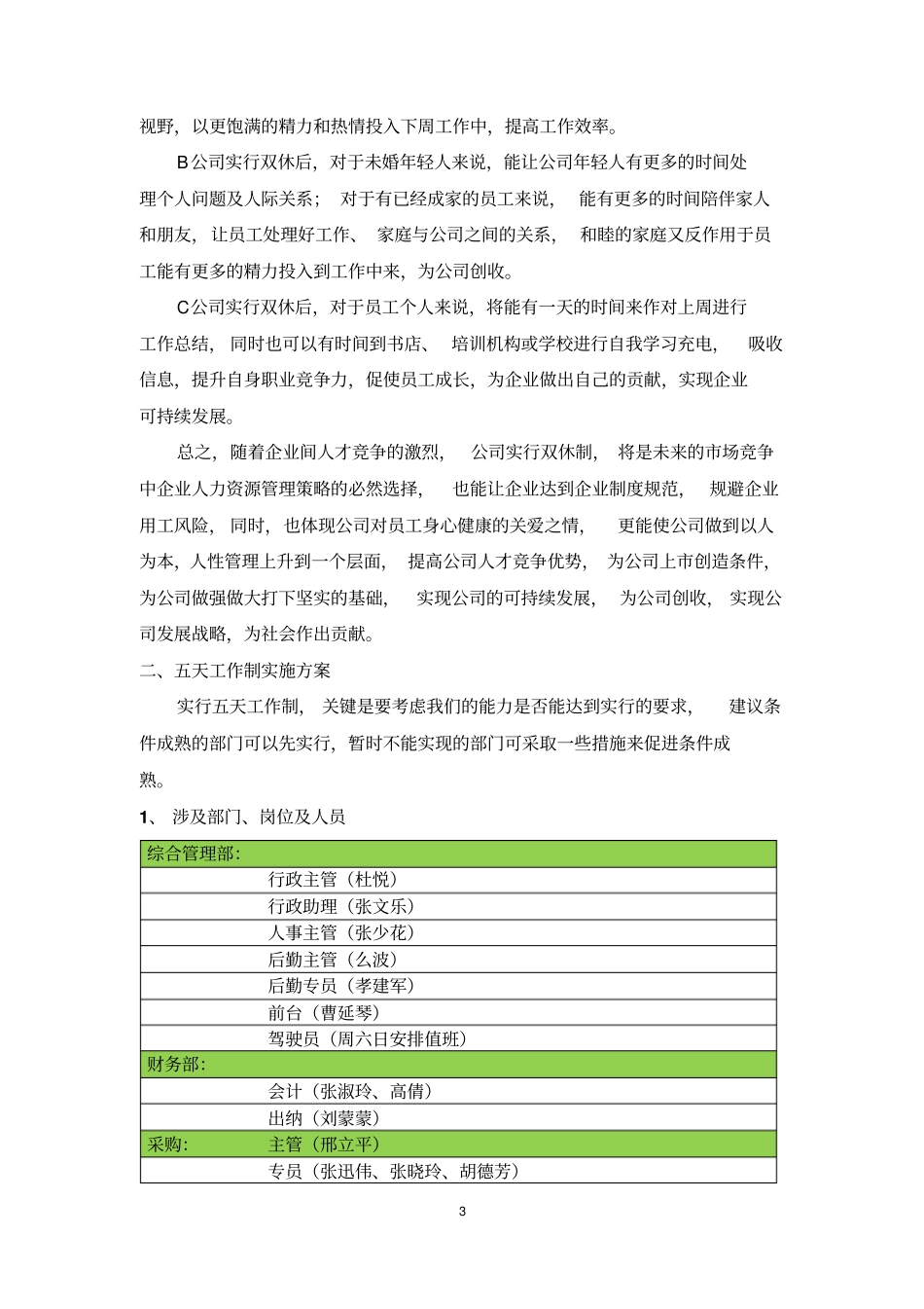 五天工作制实施方案_第3页