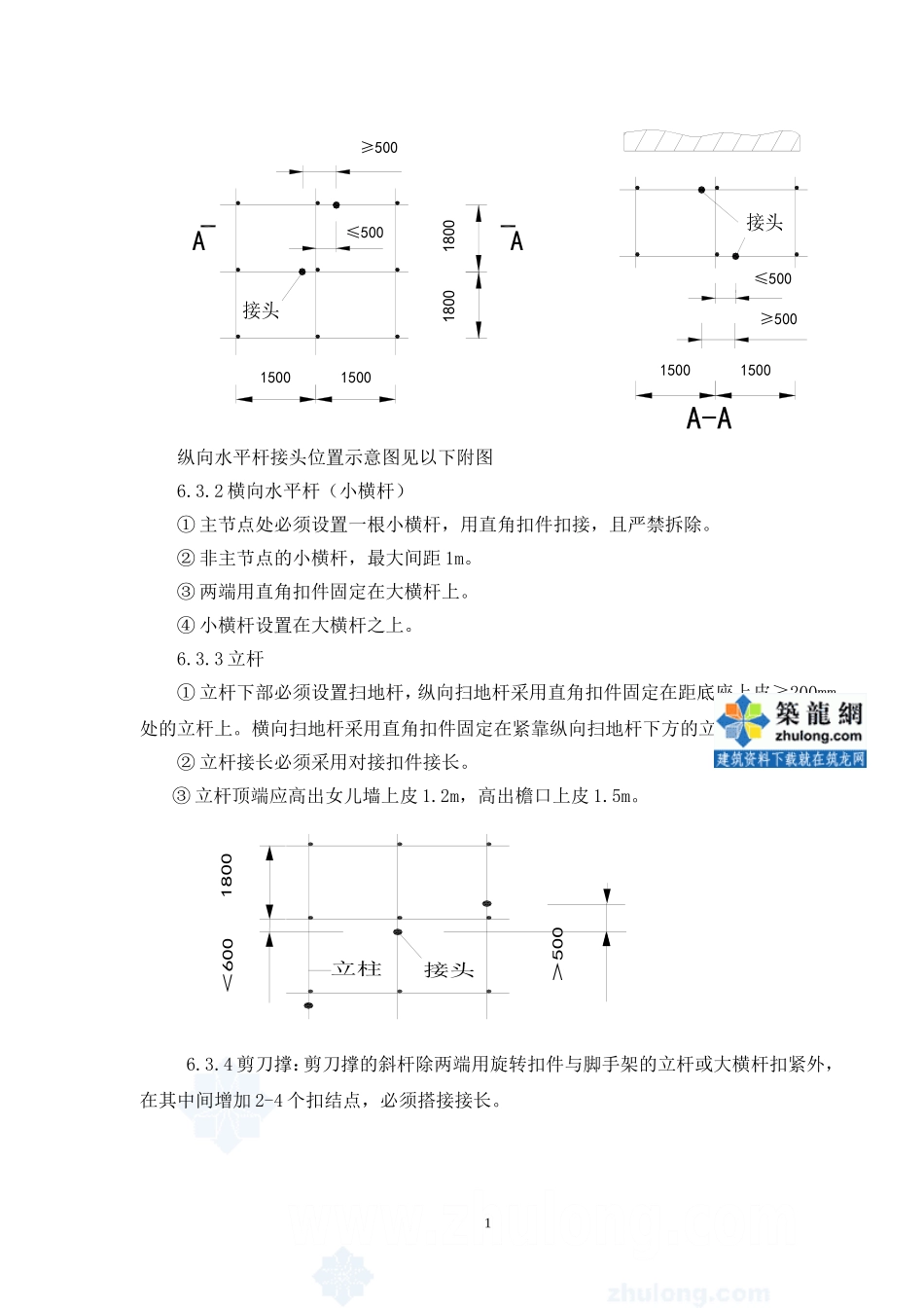 高层大厦双排落地、钢梁悬挑脚手架质量及施工计划_第2页
