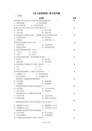 电力系统规划复习思考题_201203