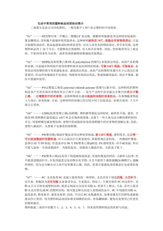 生活中常用的塑料制品材质标识简介