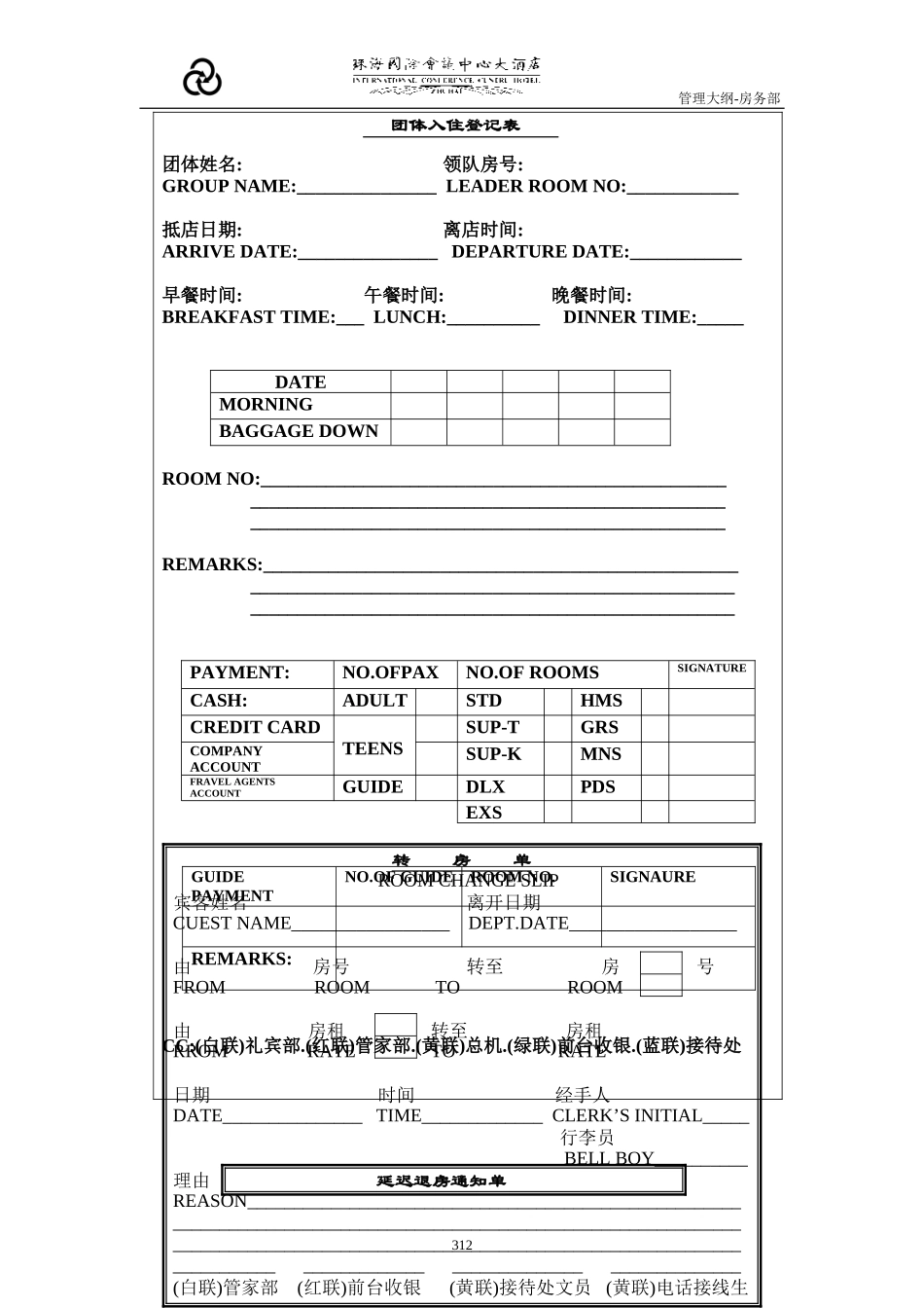 五星级酒店前厅管理常用表格_第2页