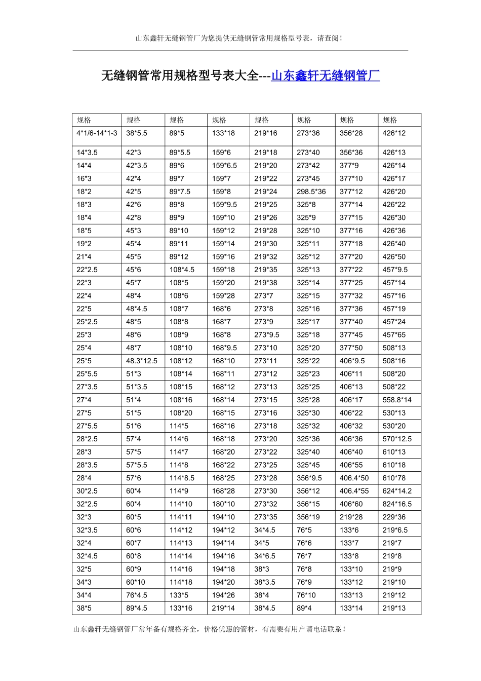 热轧无缝钢管规格表_第1页