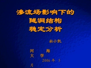 渗流场-隧洞结构 稳定分析 - 河海大学