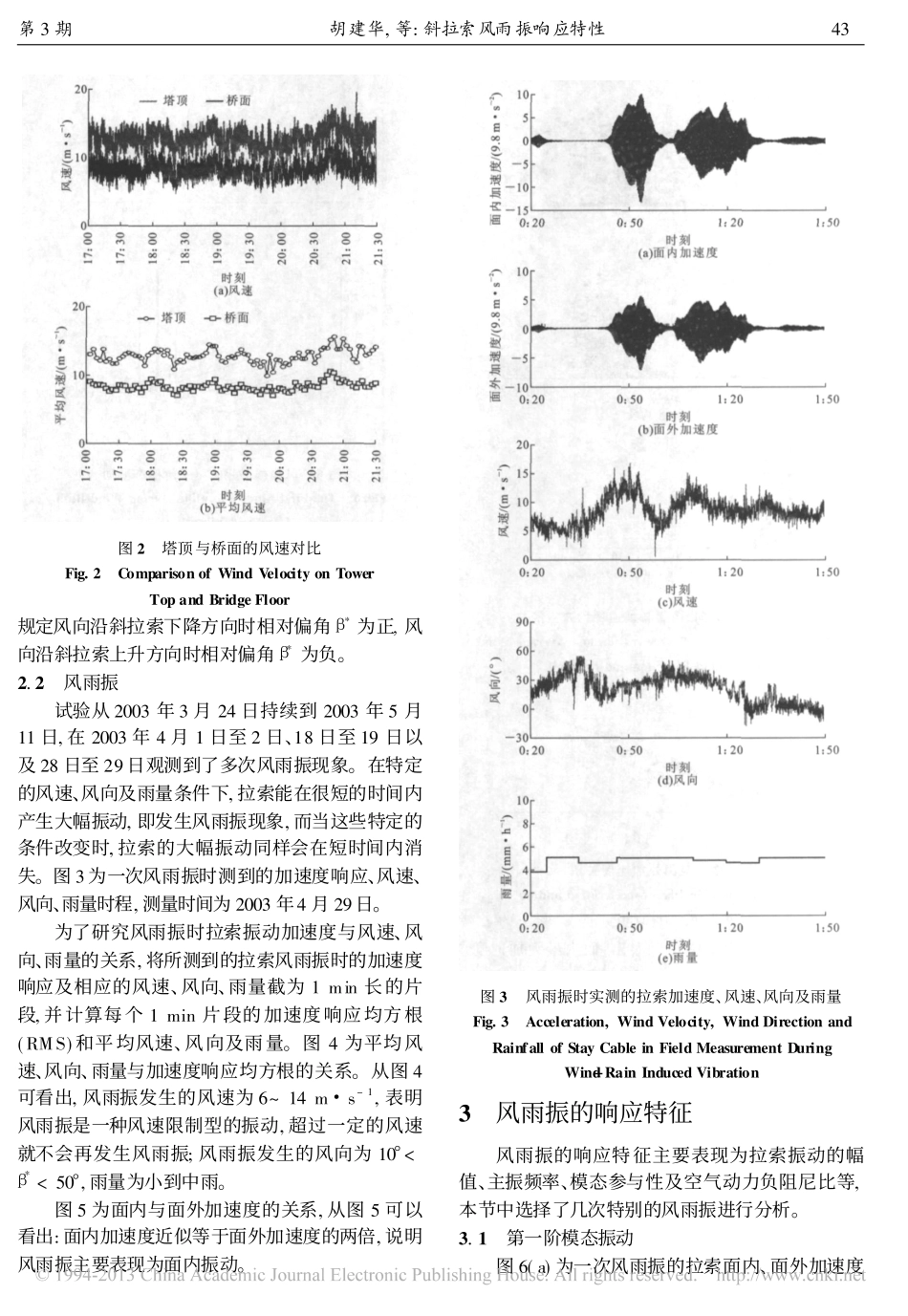 斜拉索风雨振响应特性_胡建华_第3页
