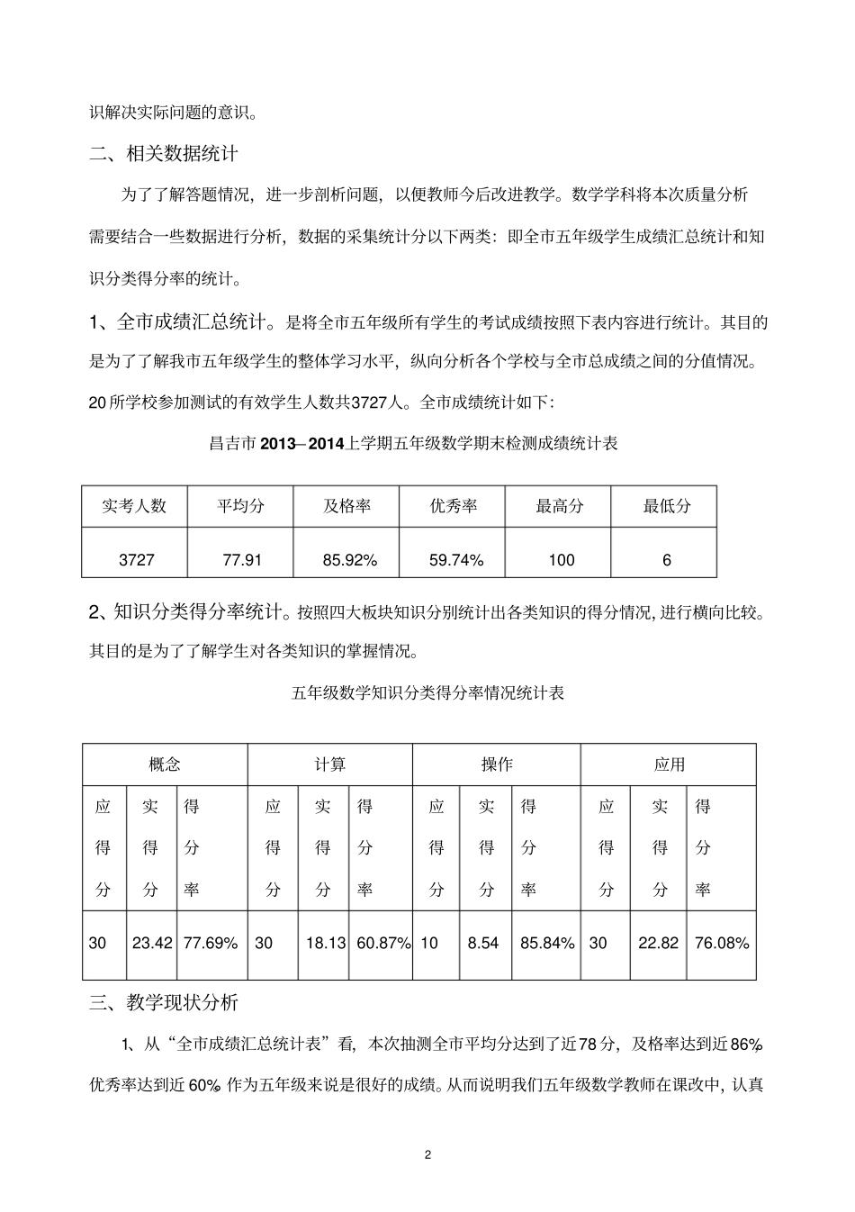 五年级数学质量抽测分析报告_第2页