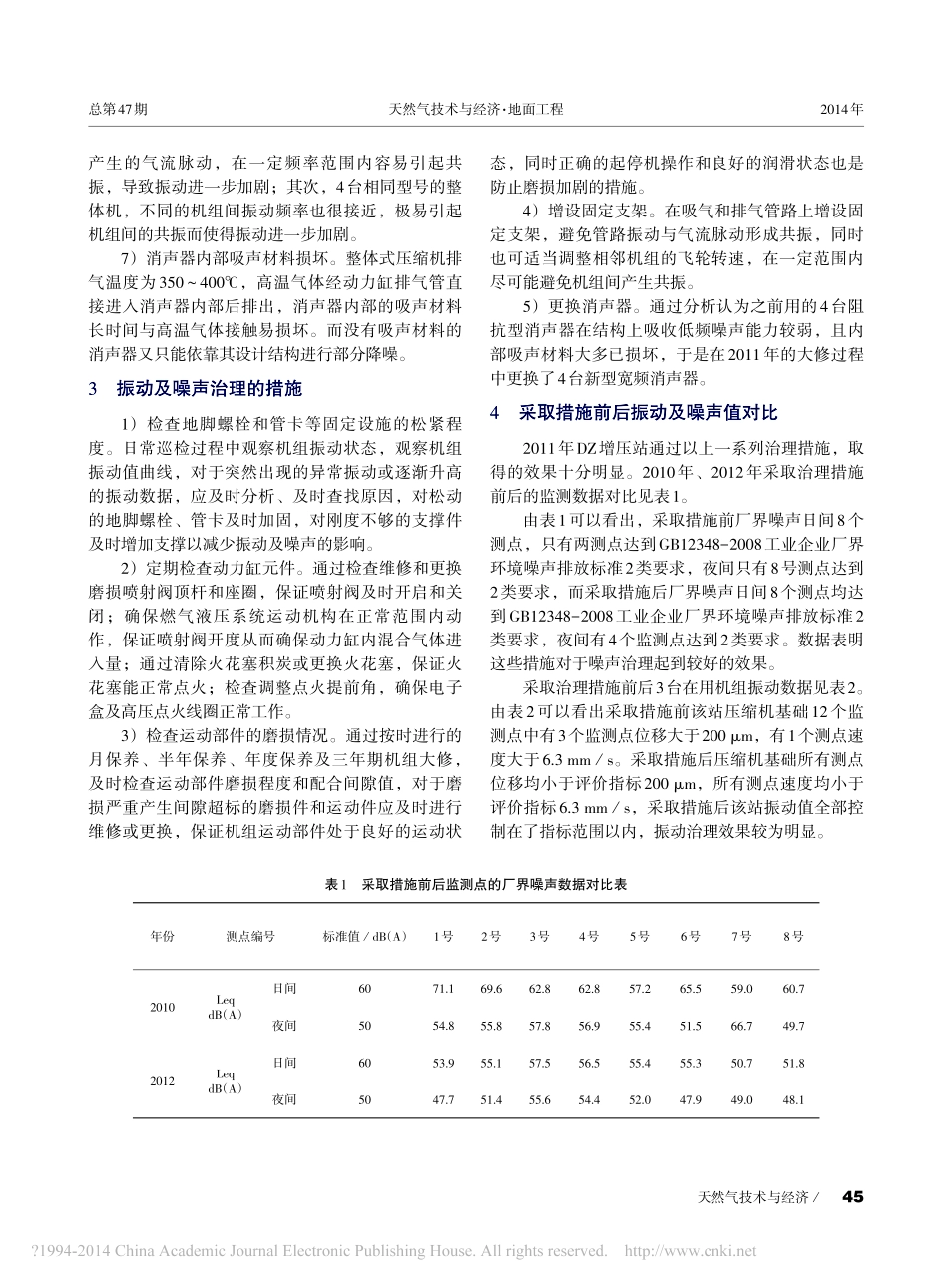 整体式压缩机振动及噪声治理效果分析_以某气田增压站为例_第3页