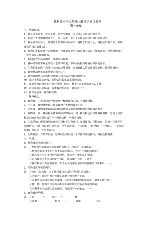 五年级科学上册重难点MicrosoftOffice模板