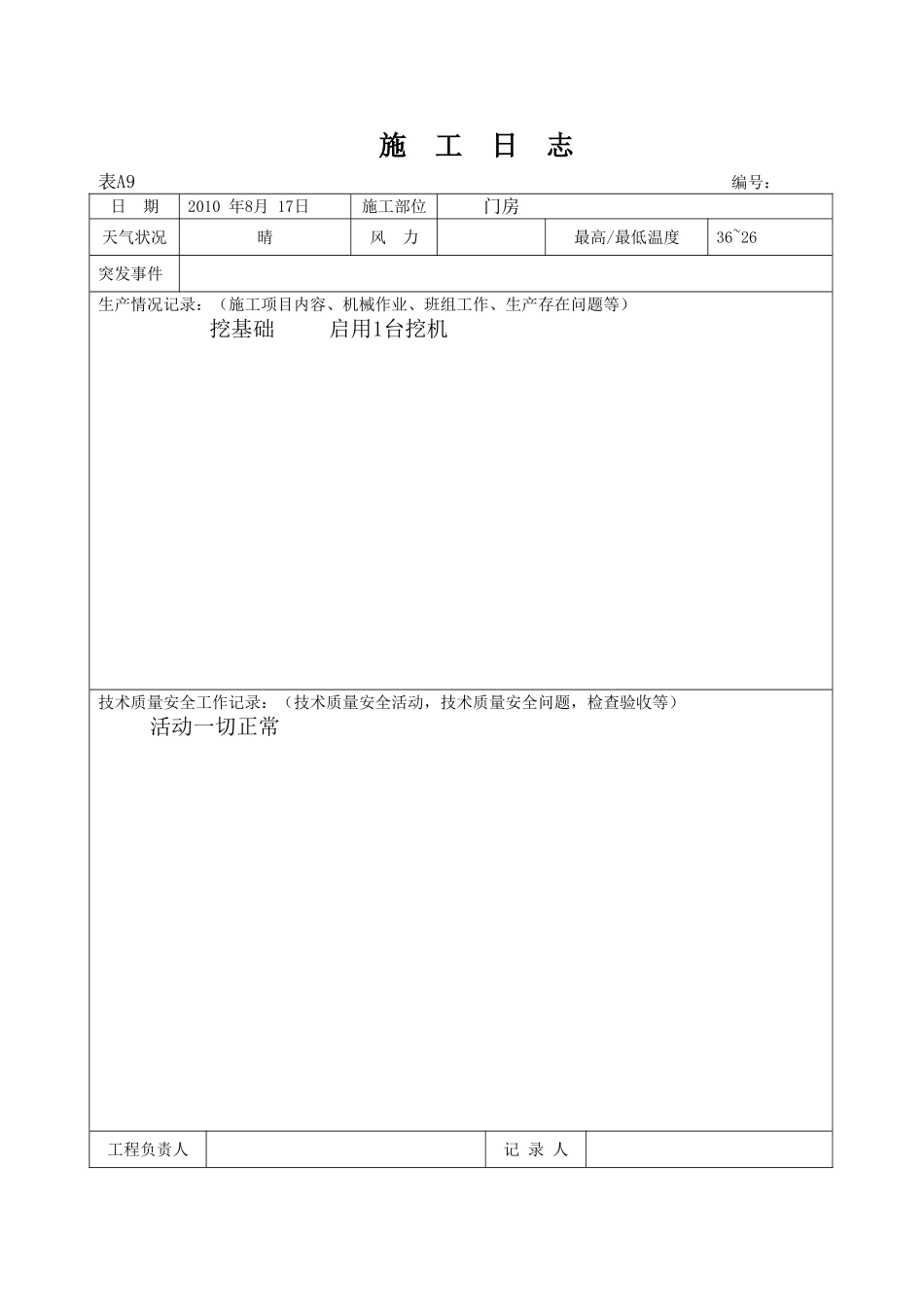 施  工  日  志门房_第1页