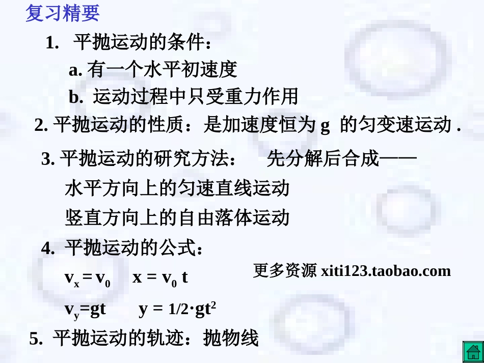 高三物理新编07届物理总复习课件集之5-平抛运动_第3页