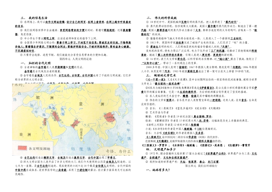 六年级(上)《品德与社会》复习资料(有答案)_第2页