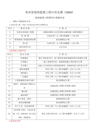 贵州省装饰装修工程计价定额