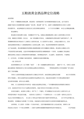 五粮液黄金酒营销策划方案