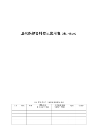 幼儿园应备保健表册