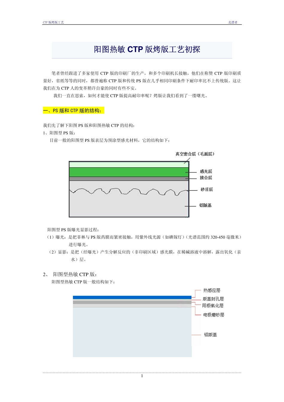阳图热敏CTP版烤版工艺初探_第1页