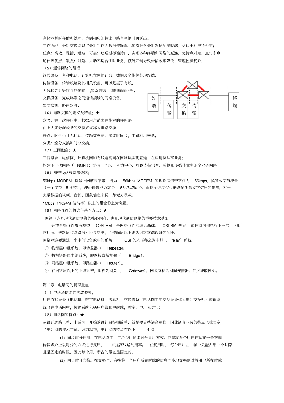 五邑大学现代通信网各章复习重点讲解_第2页