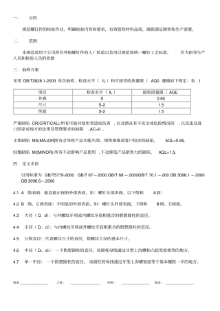五金螺钉检验标准A0传