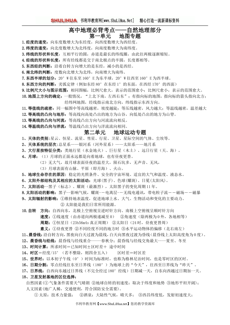高中地理必背考点------高三学生备考资料_第1页