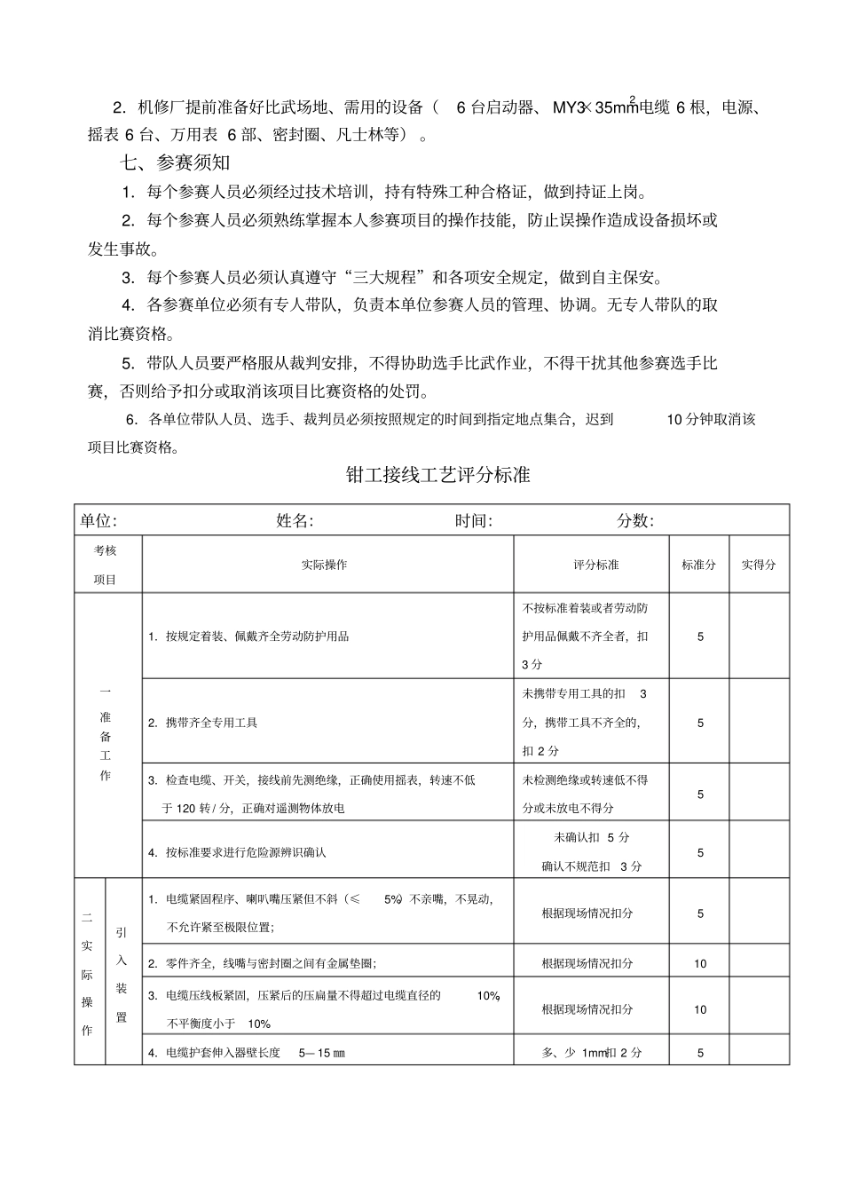 井下维修电工技术比武实施方案_第2页