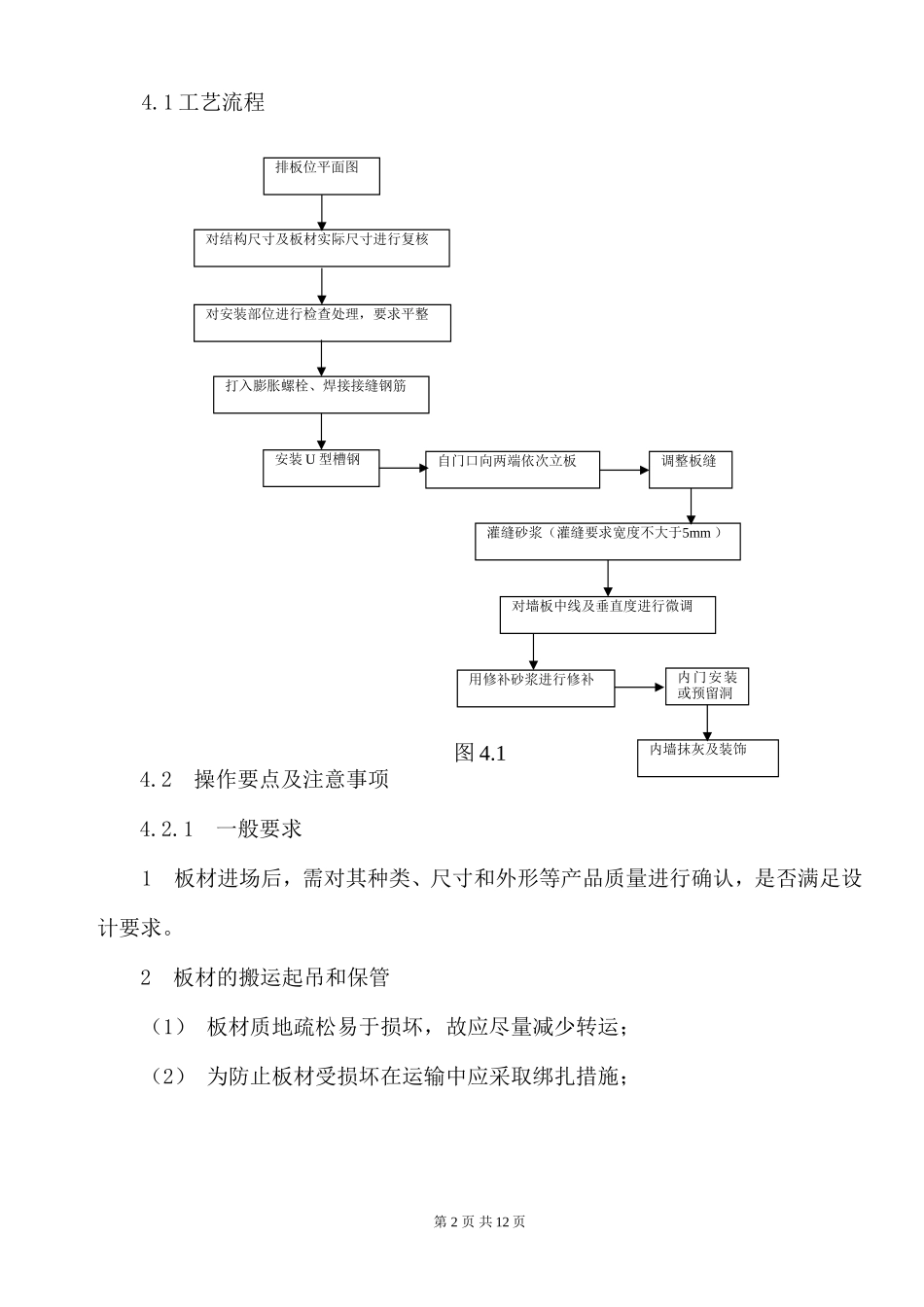 蒸压轻质加气混凝土板材内隔墙施工工法_第2页