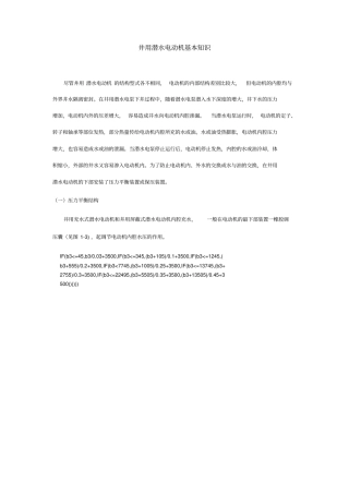 井用潜水电动机基本知识模板