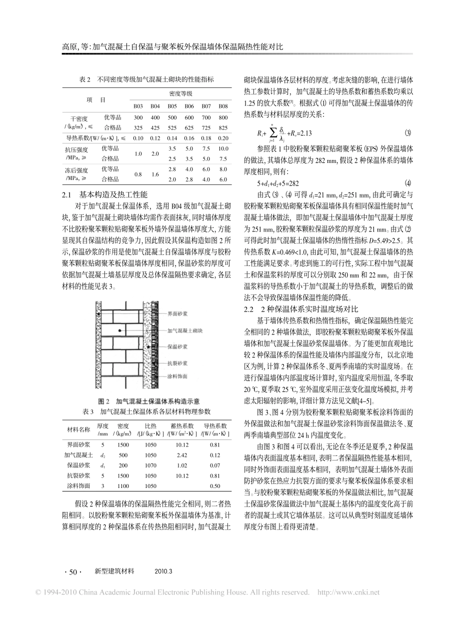 加气混凝土自保温与聚苯板外保温墙体保温隔热性能对比_第3页