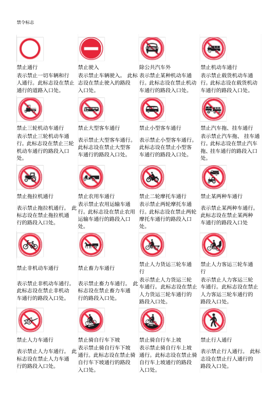 交通法规里面的各种标志的合集_第1页