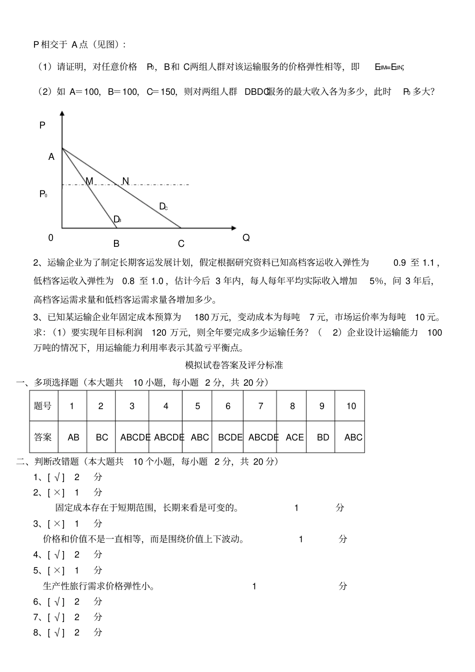 交通运输经济学试卷及答案_第3页