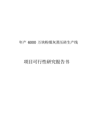 产6000万块粉煤灰蒸压砖生产线项目可行性研究报告