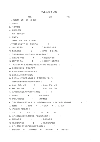 产业经济学试题
