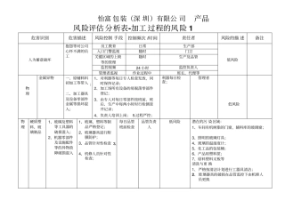 产品及制程风险评价表