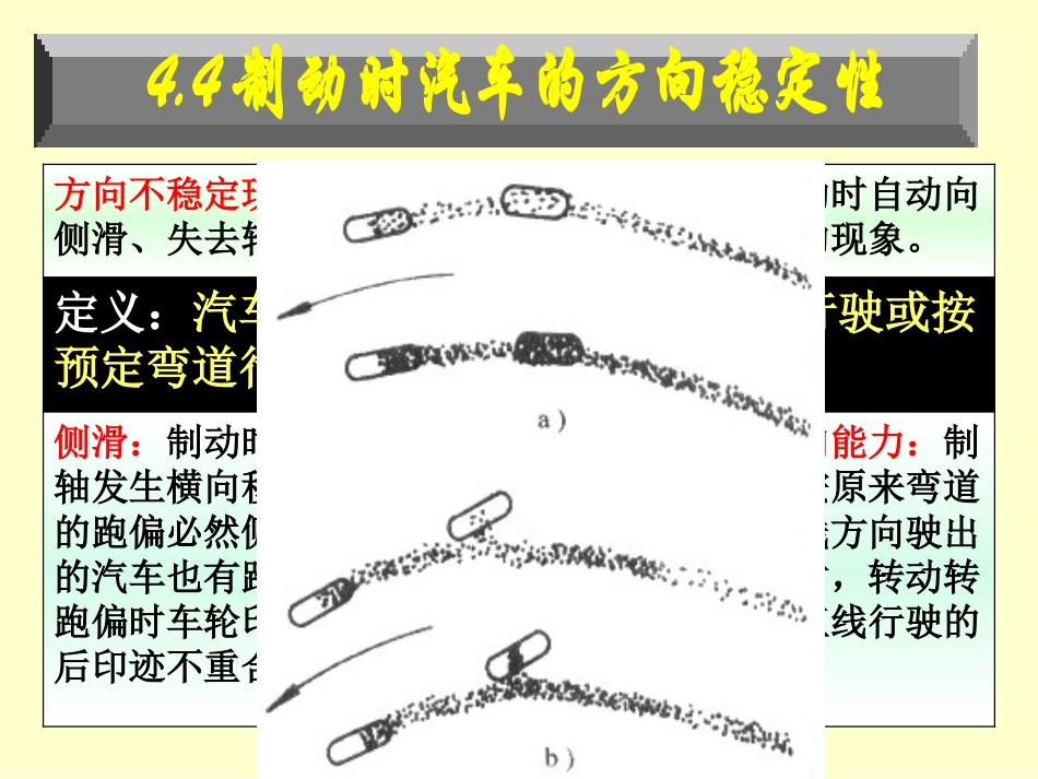 转向轮失去转向能力制动时汽车不再按原来弯道行驶_第1页