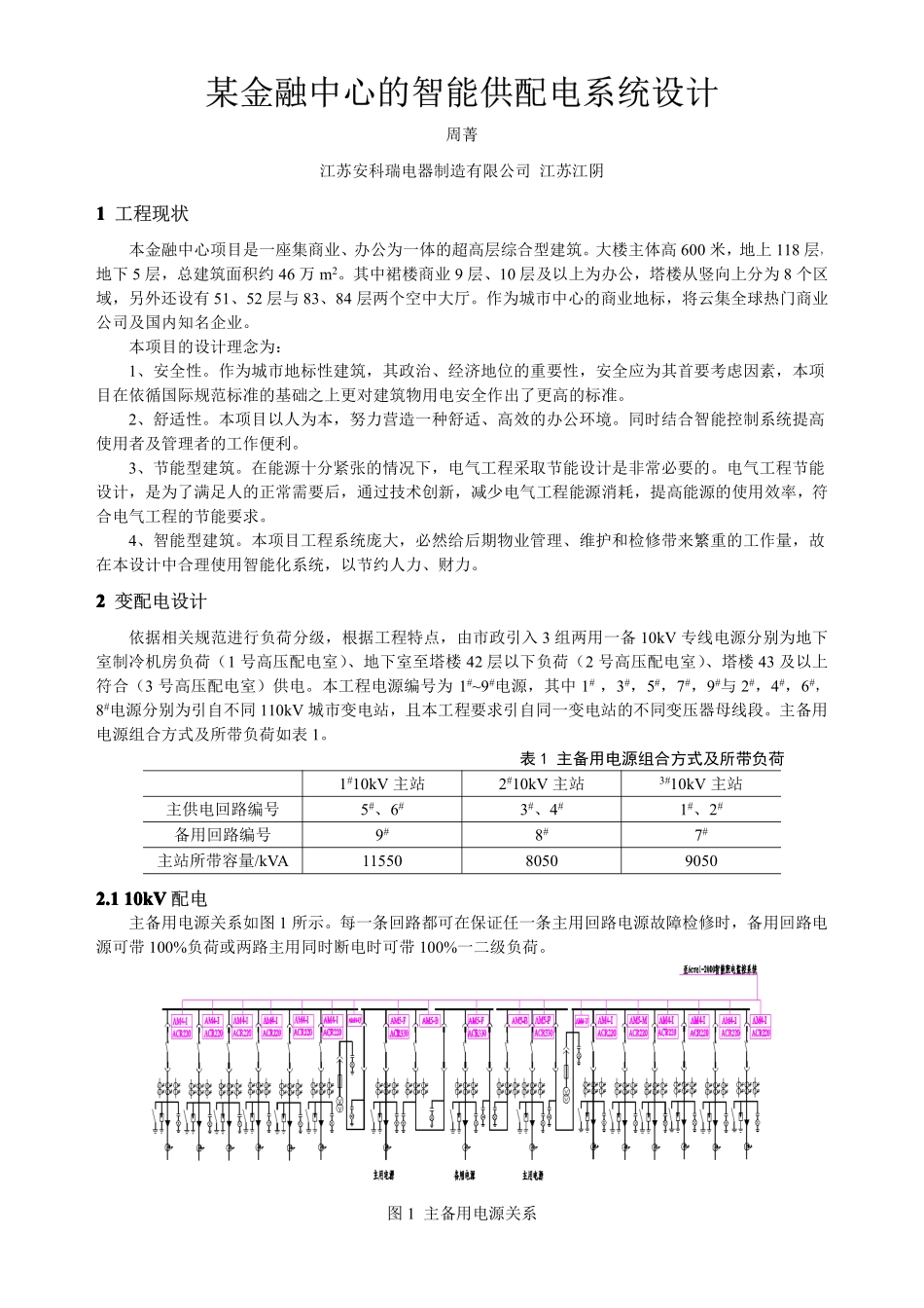 智能供配电系统在金融中心的设计与应用_第1页