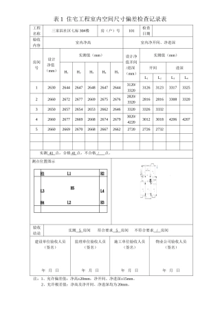 分户验收层高、开间