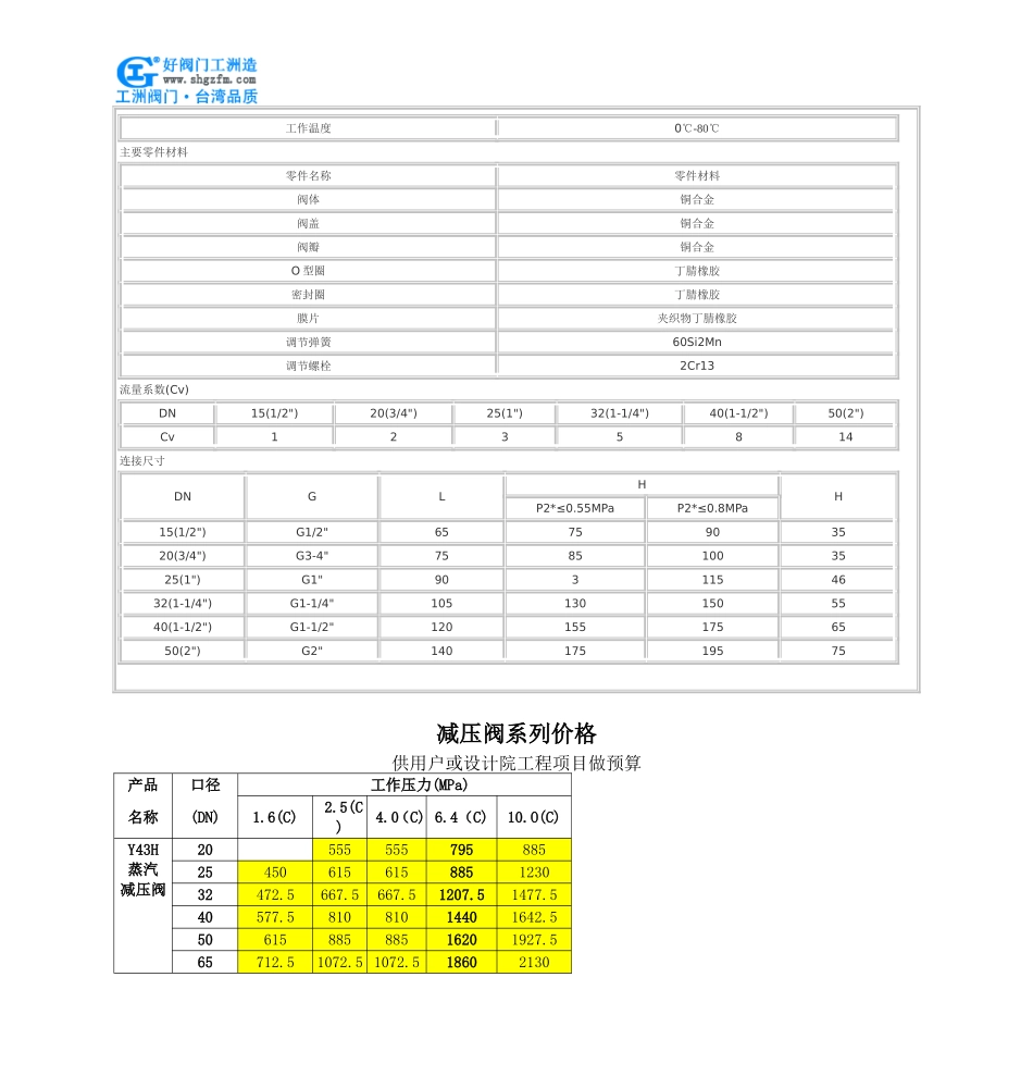 支管式减压阀-YZ11X支管式减压阀_第2页